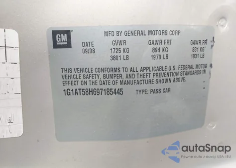 2009 Chevrolet Cobalt Lt из США, поврежденный, VIN 1G1AT58H697185445